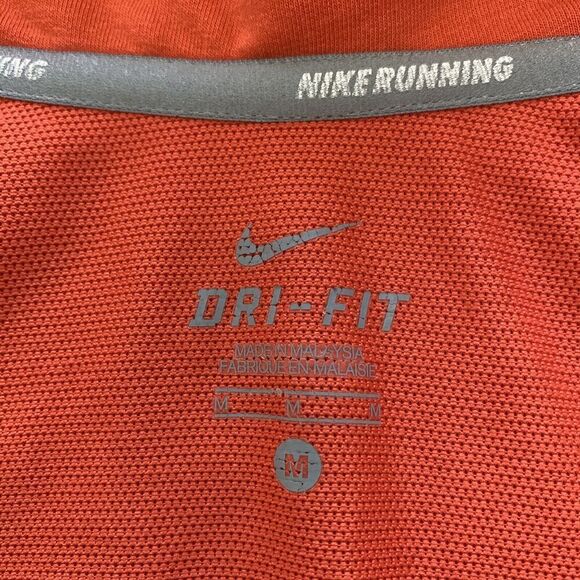 NIKE Dri-Fit M Gray Orange Hooded Athletic Running Sweatshirt - Picture 6 of 8